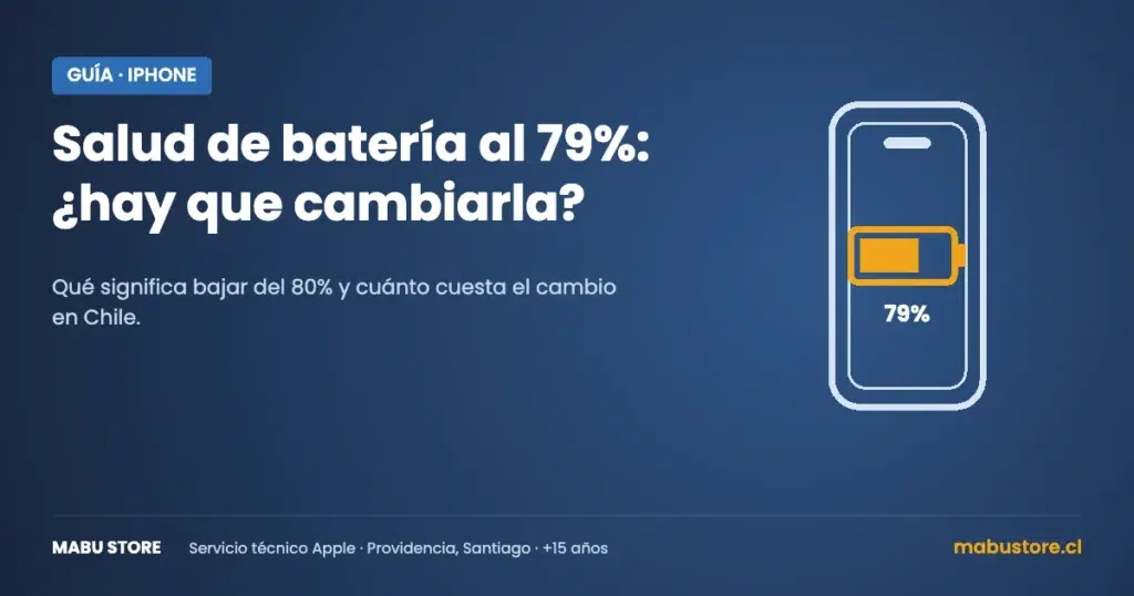Salud de batería al 79% en iPhone (Mabu Store)