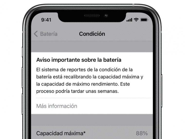 Mensaje de Error batería de iphone