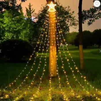 Cascada de luces Navidad con estrella Con Panel Solar 1
