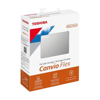 Disco duro externo Toshiba Canvio Flex 1TB USB-C y USB-A Plata (HDTX110XSCAA)